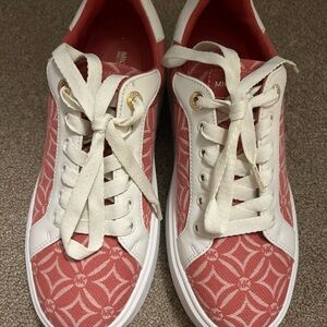 MICHAEL Michael Kors Coral Patterned Canvas & White Trim Sneakers
